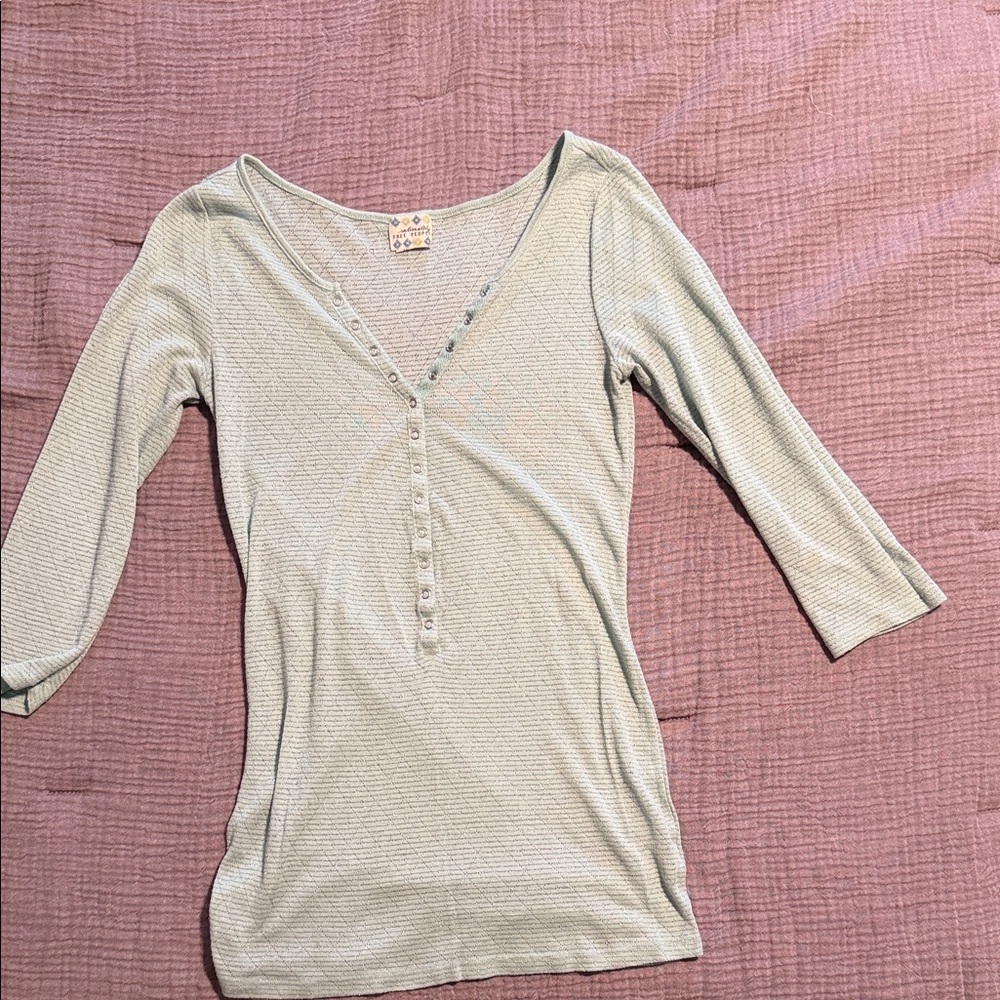 Free People Light Green Long Sleeve Top